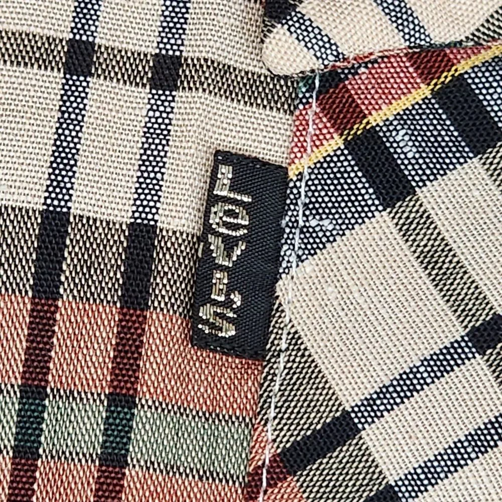 Levis Large Vintage 1980 Olympic Games Red Plaid Button Up Shirt Black Gold Logo